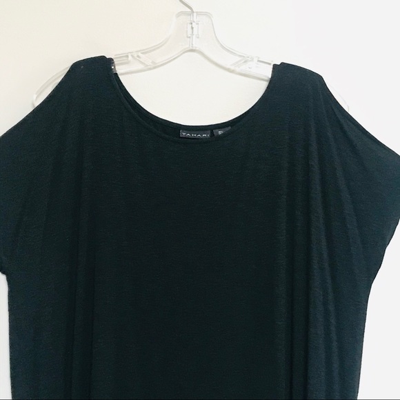 TAHARI BLACK SHORT SLEEVE COLD SHOULDER TOP - Picture 4 of 5